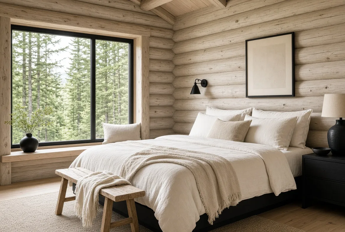 PM70 bright bedroom with forest view